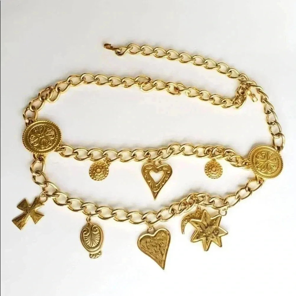 Escada Women’s Vintage Couture Gilded Gold Chain Charm Belt